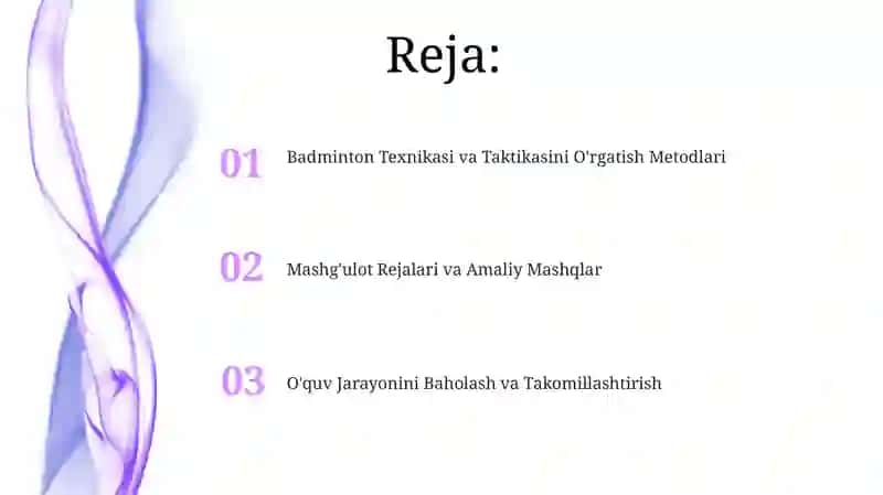 Badminton Texnikasi va Taktikasini O'rgatish Metodlari 2