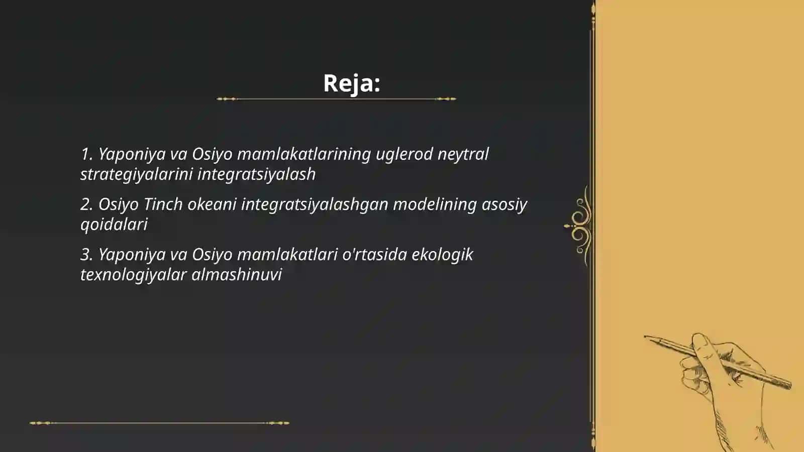 Yaponiya va Osiyoning qolgan mamlakatlari õrtasidagi yangi davr uchun hamkorlik - mintaqada uglerod neytraligiga yõl ochish uchun Osiyo tinch okeani integratsiyalashgan modeli 2