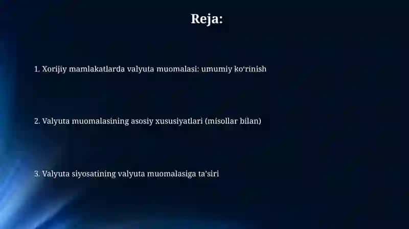 Xorijiy Mamlakatlarda Valyuta Muomalasi 2