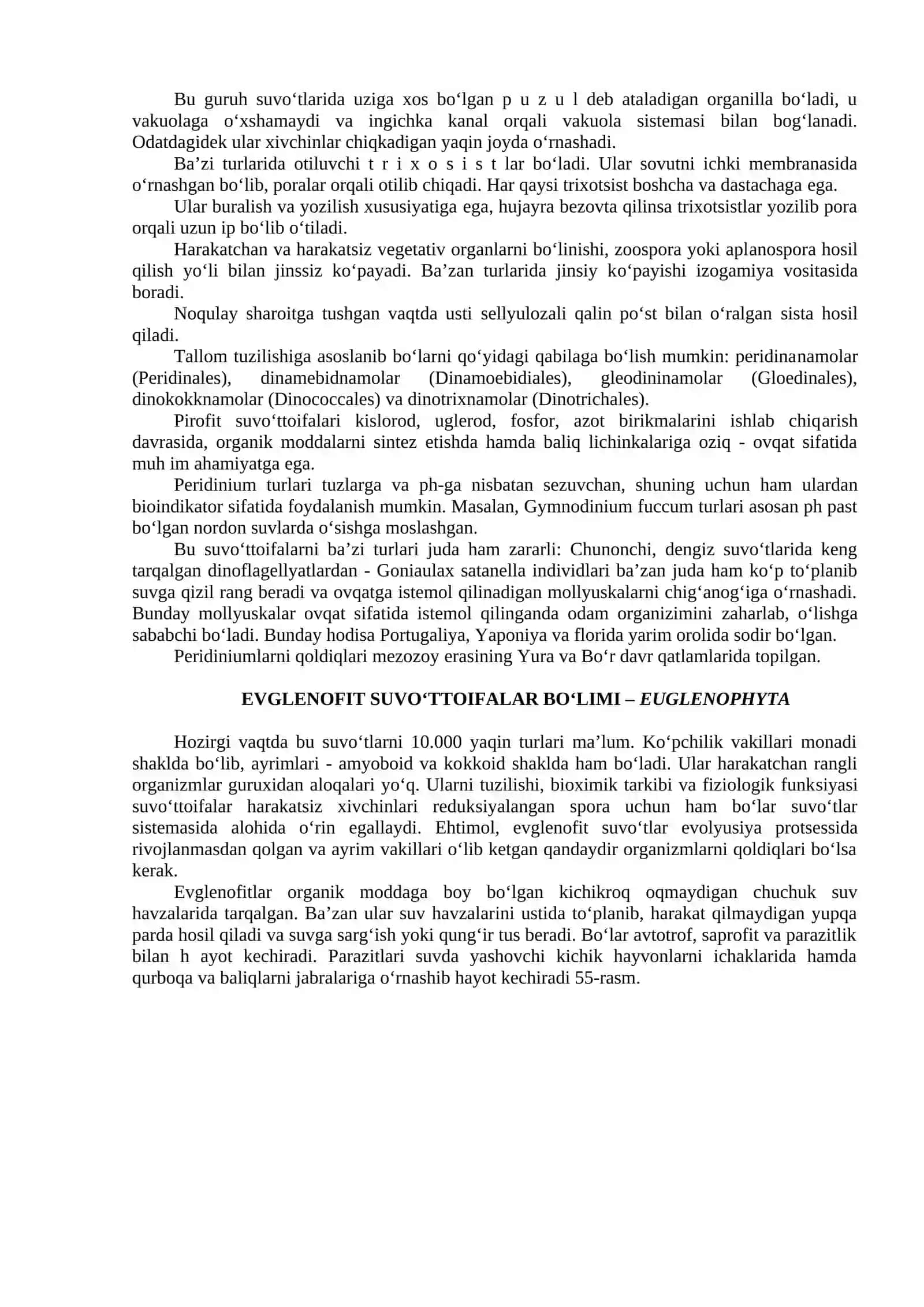 PIROFIT – PYRROPHYTA VA EVGLENOFIT – EUGLENOPHYTA SUVO‘TTOIFALAR BO‘LIMI 2