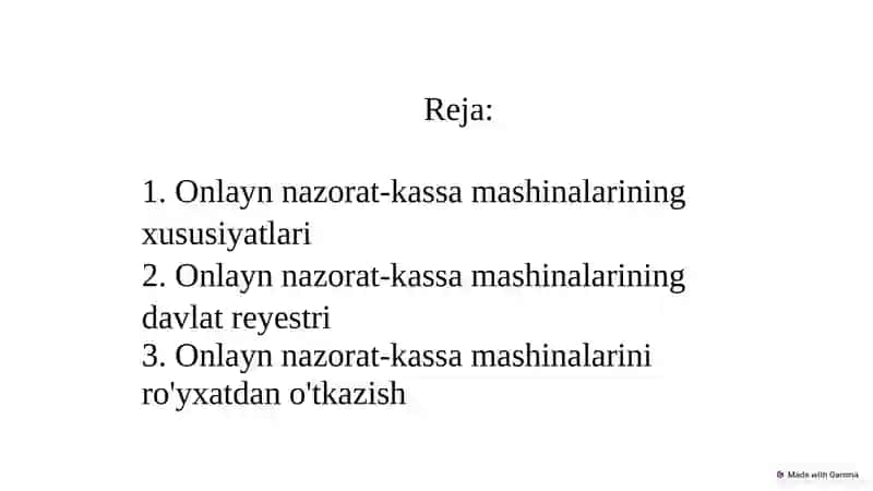 O‘zbekiston Respublikasi hududida foydalanishga ruxsat etilgan nazorat-kassa  mashinalari. 2