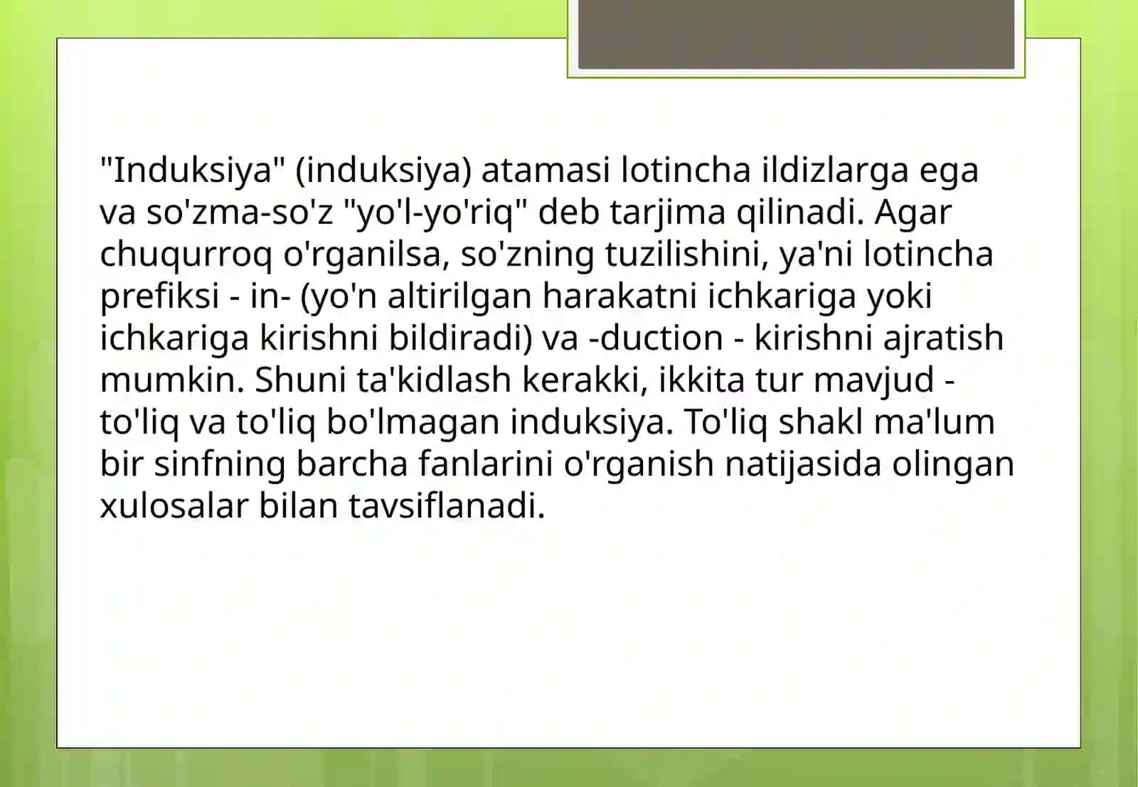 Matematik induksiyasi metodini qo'llashga oid misollar yechish 2