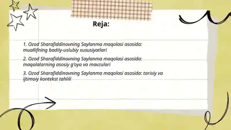 Ozod Sharafiddinovning Saylanma maqolasi asosida 2