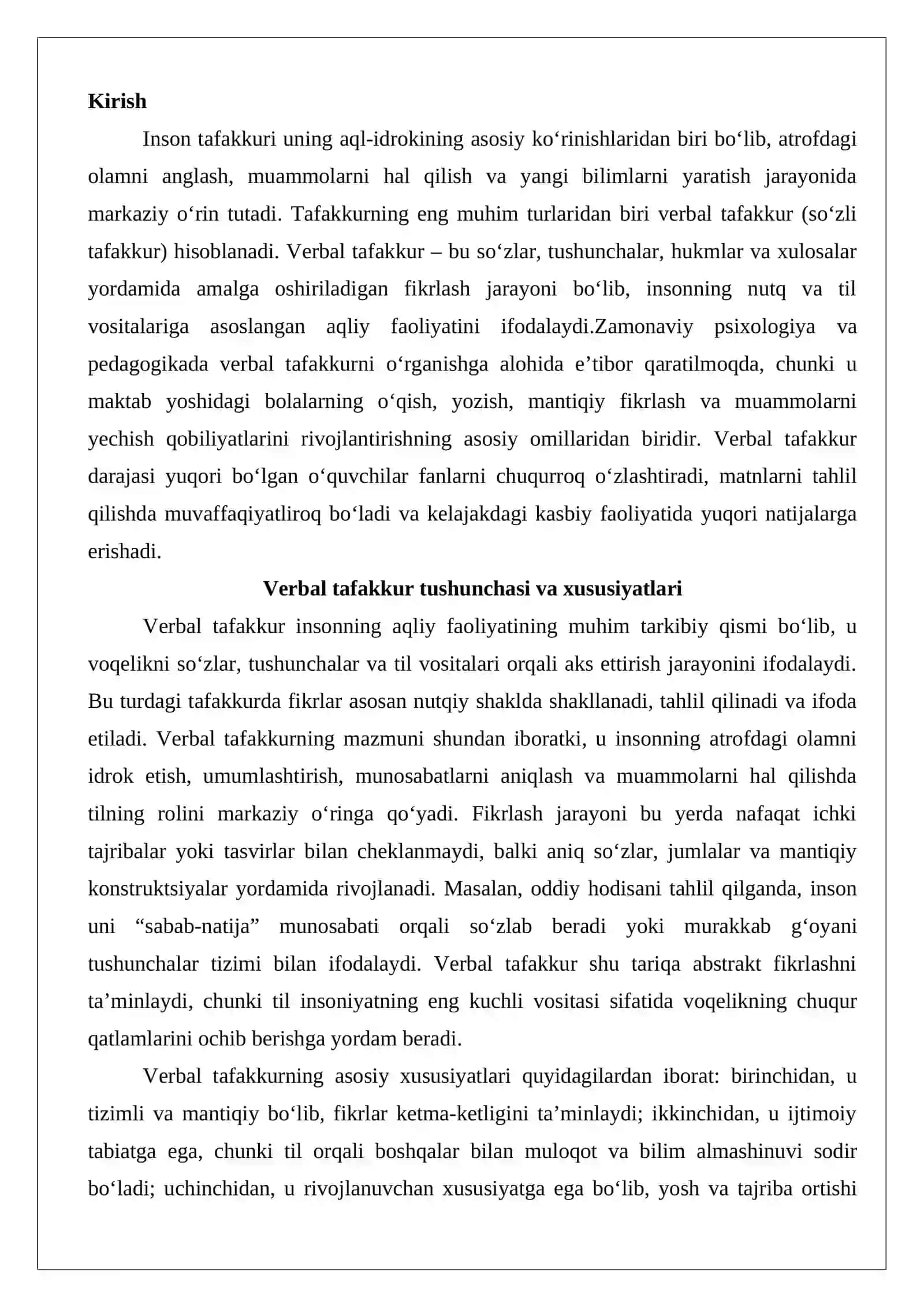 Verbal tafakkurni o‘rganuvchi testlar 2
