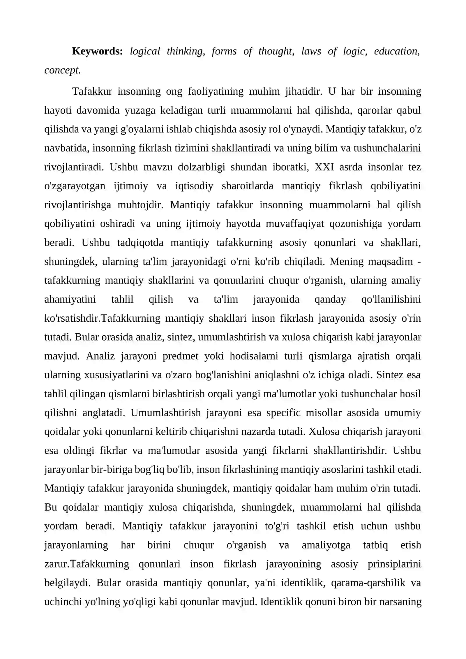 TAFAKKURNING MANTIQIY SHAKLLARI VA QONUNLARI 2