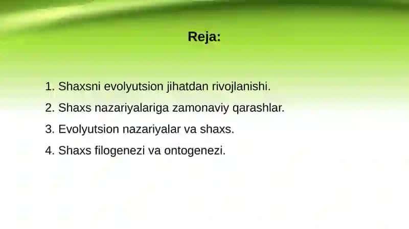 Shaxsni evolyutsion jihatdan rivojlanishi 2