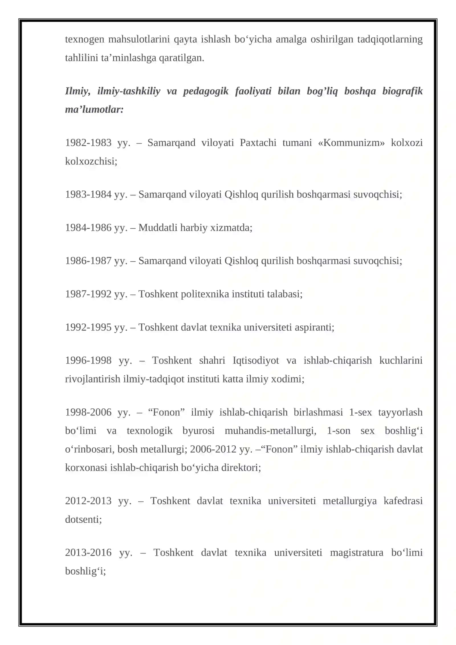 Qimmatbaho metallarni o’zgaruvchan ishlab chiqarish sharoitida qayta ishlash texnologik jarayonini boshqarish 2