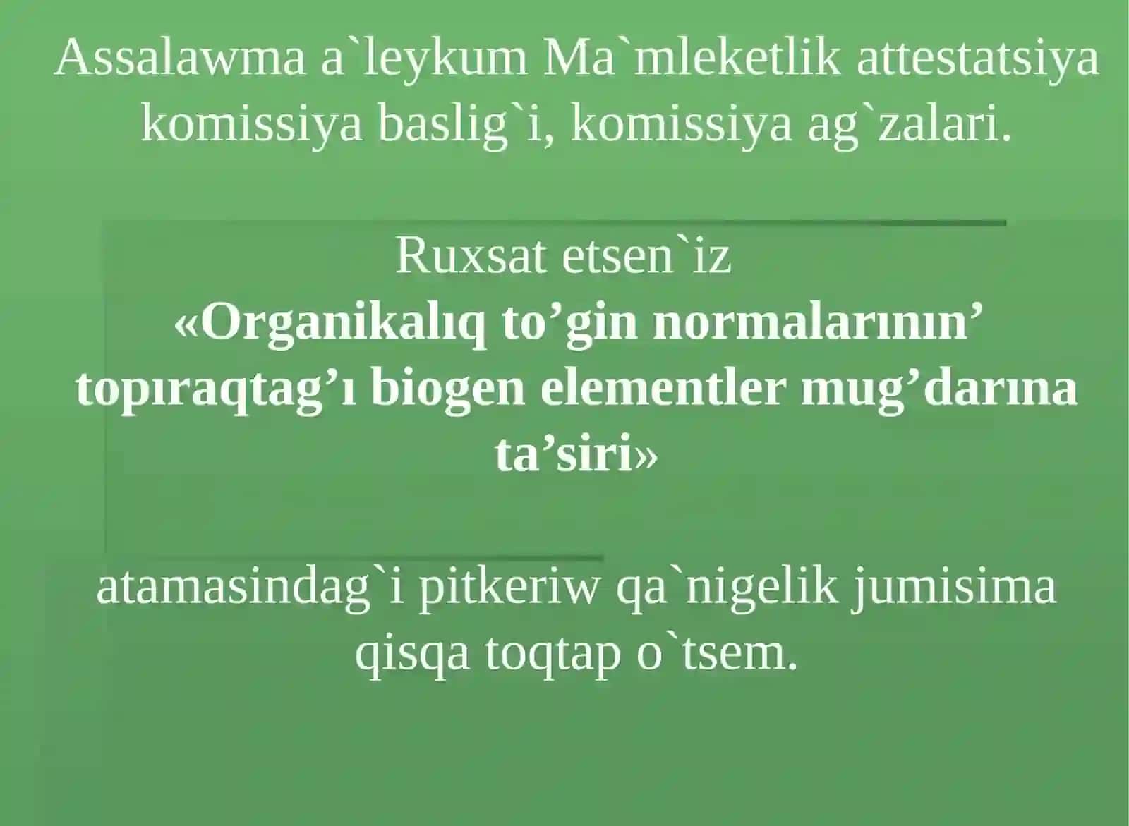 Organikalıq to’gin normalarının’ topıraqtag’ı biogen elementler mug’darına ta’siri 2