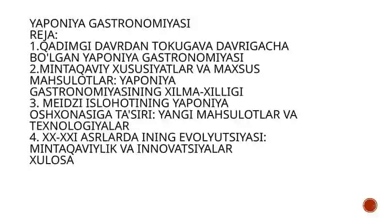 YAPONIYA DAVLATINING GASTRONOMIYASI RIVOJLANISH BOSQICHLARI TAHLILI 2