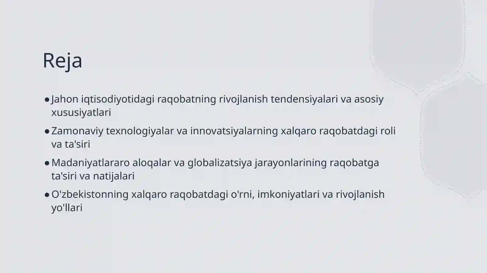 Jahon iqtisodiyotidagi raqobatning rivojlanish tendensiyalari va asosiy xususiyatlari 2