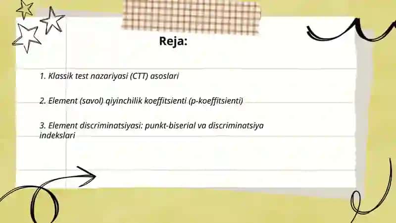 Klassik test nazariyasi (CTT) asoslari 2