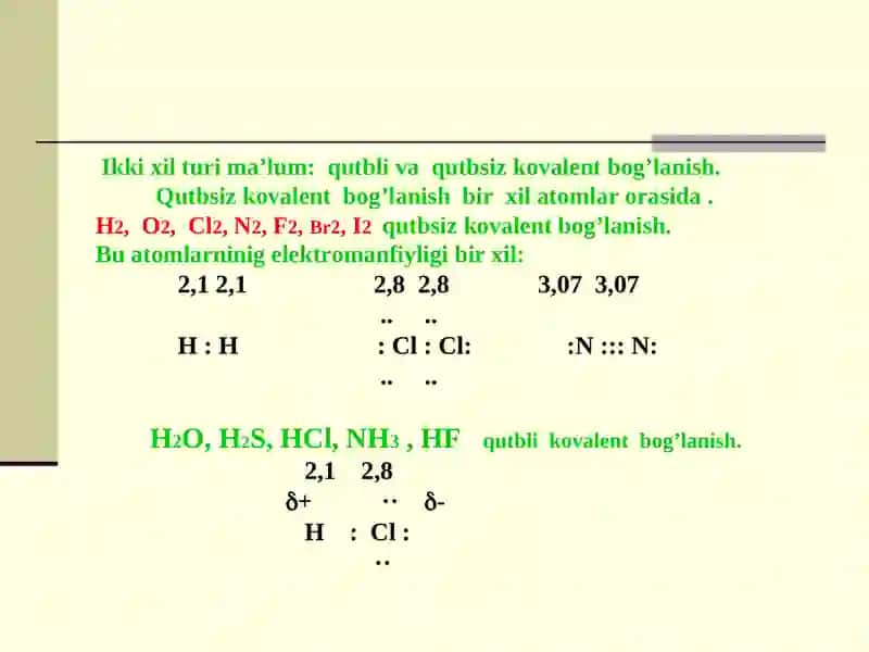 2-MA’RUZA. Kimyoviy bog’lanish va molekulatuzilishi1 2