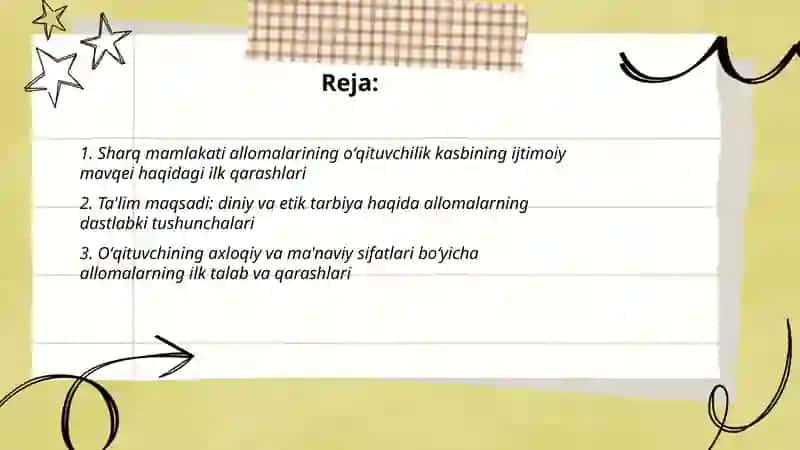 Sharq mamlakati allomalarining oʻqituvchilik kasbiga oid ilk qarashlari 2