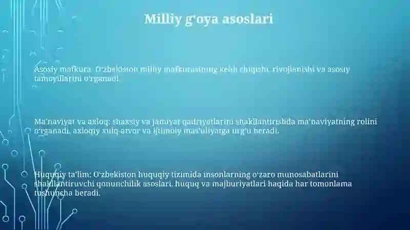 "Milliy G‘Oya, Ma’Naviyat Asoslari Va Huquq Ta’Limi" Bakalavriat Ta’Lim Yо‘Nalishida О‘Qitiladigan Milliy G‘Oya Va Ma’Naviyat Asoslari Turkumiga Kiruvchi Fanlar 2