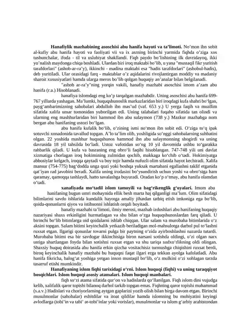 Hanafiylik mazhabi rivojida markaziy osiyo faqihlari ro'li va hissasi 2