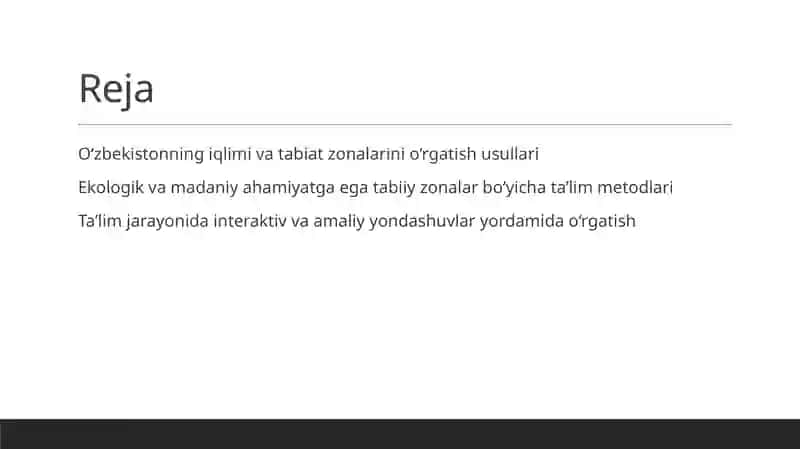Oʻzbekiston iqlimi va tabiat zonalari xaqida dars oʻtish usullari 2