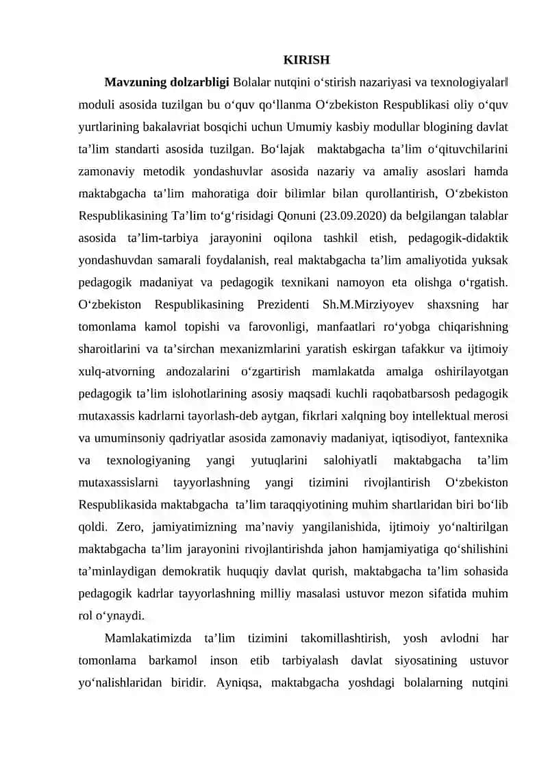 Bolalar nutqini oʻstirish nazariyasi va texnologiyalari 2