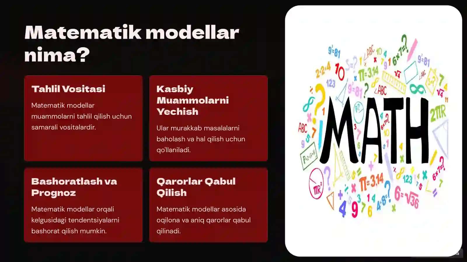 Matematik modellarning kasbiy sohalardagi tatbiqlari 2