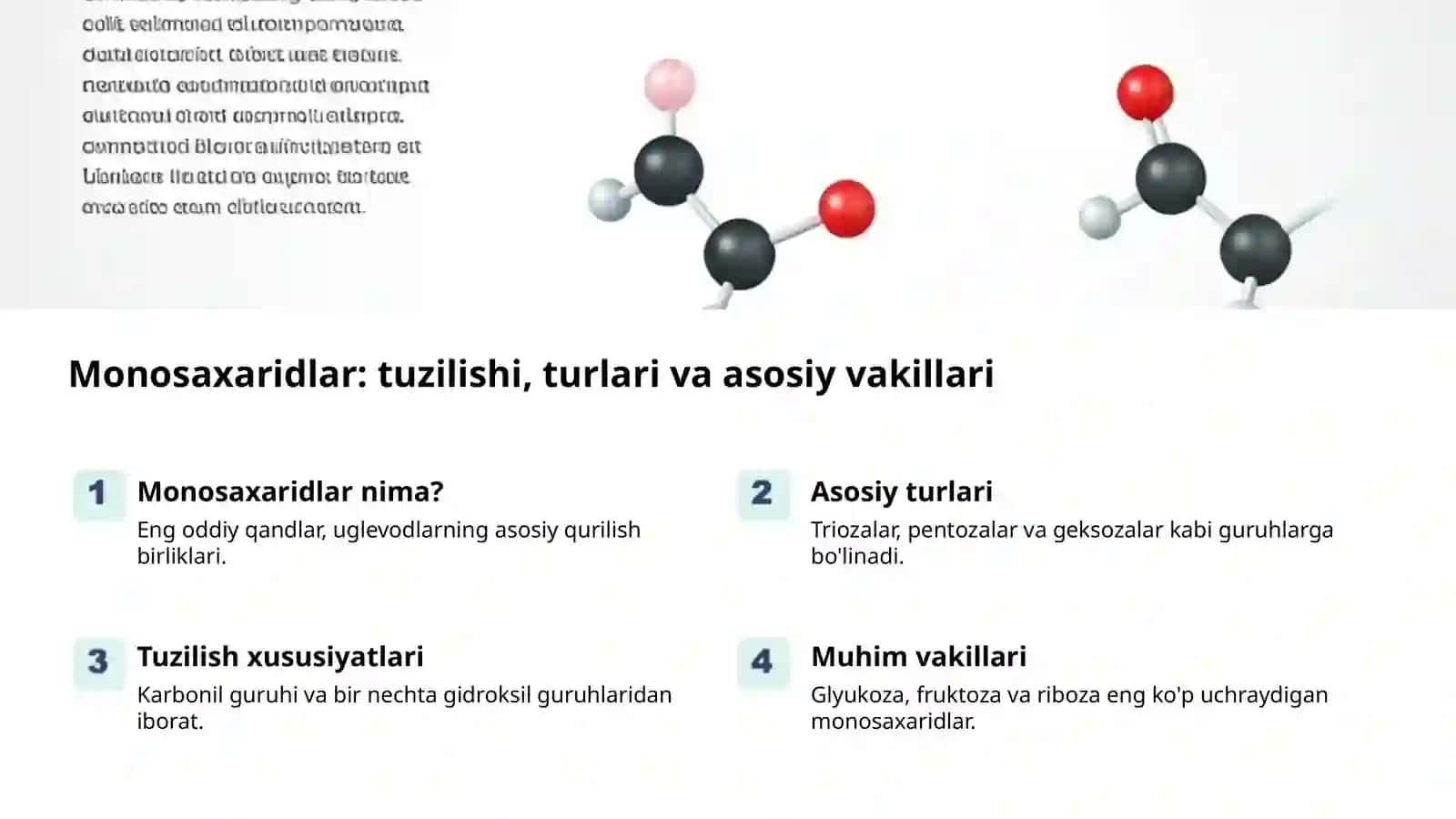 Monosaxaridlar: Monosaxaridlar va ularning xossalari 2