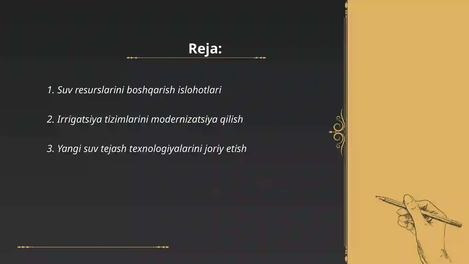 Suv resurslarini boshqarish islohotlari 2