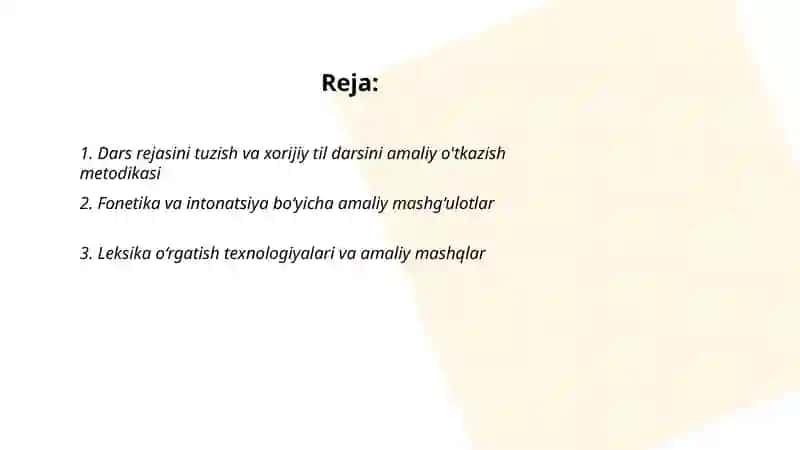 Xorijiy til va adabiyot yonalishi amaliyot 2