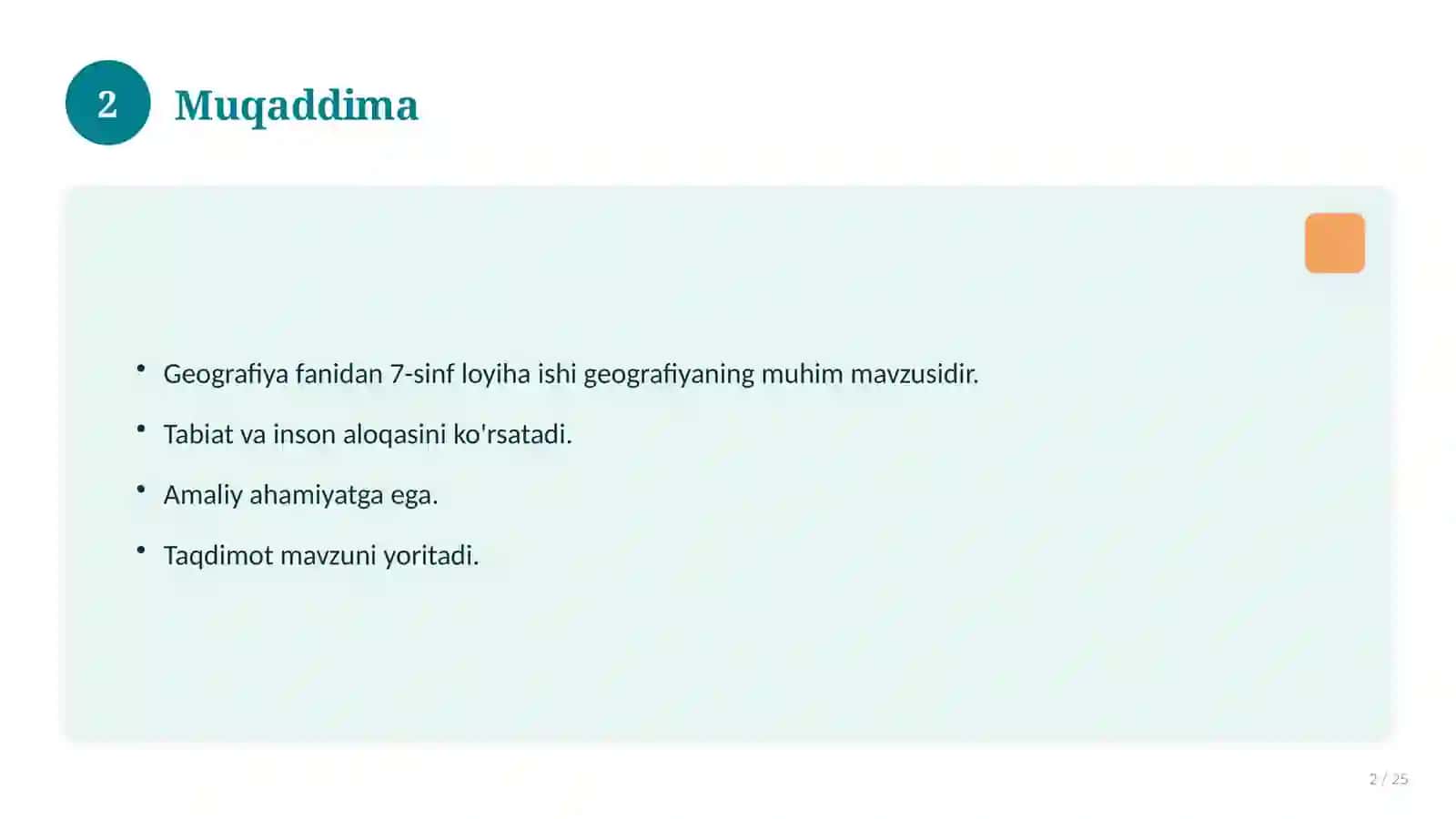Geografiya fanidan 7-sinf loyiha ishi 2
