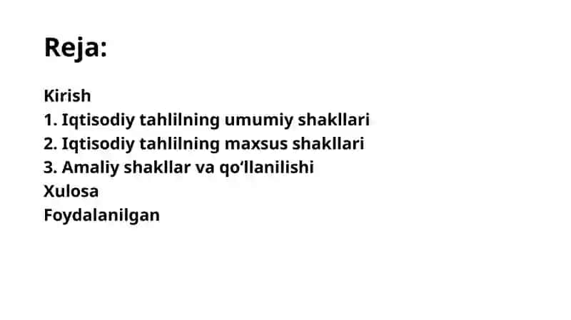 Iqtisodiy tahlilning shakillari 2