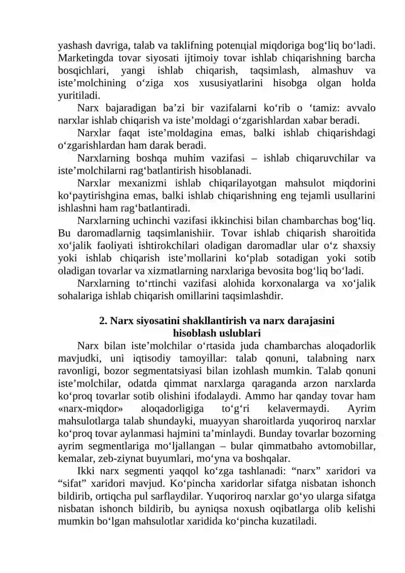 Narx siyosati 2