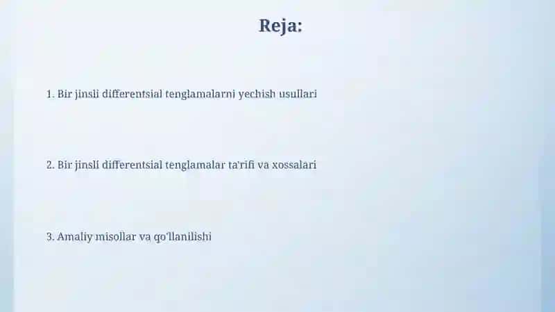 Bir jinsli differensial tenglamalar 2