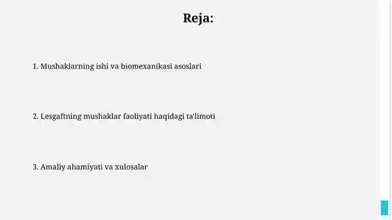 Mushaklarning ishi va biomexanikasi 2