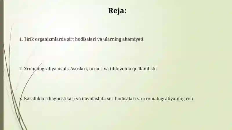 Tirik organizmlardagi sirt hodisalari.Xromotografiya 2