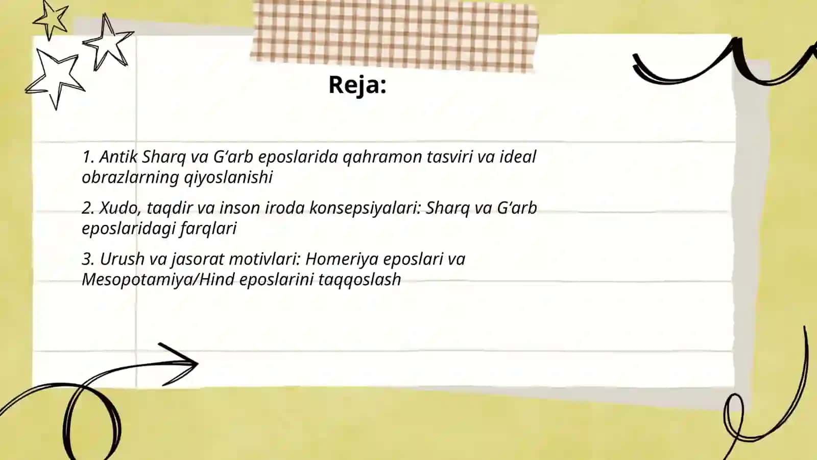 Antik davr Sharq va Gʻarb eposlari qiyosi 2