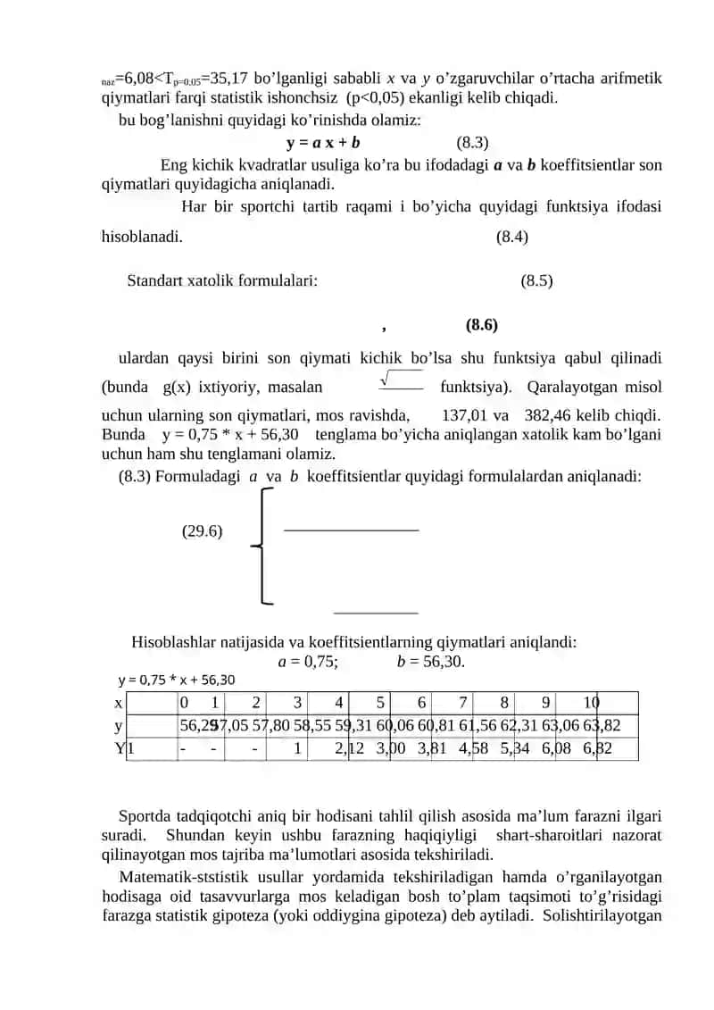 STATISTIK GIPOTEZA: ILGARI SURISH VA UNI ENG KICHIK KVADRATLAR USULI YORDAMIDA TEKSHIRISH 2