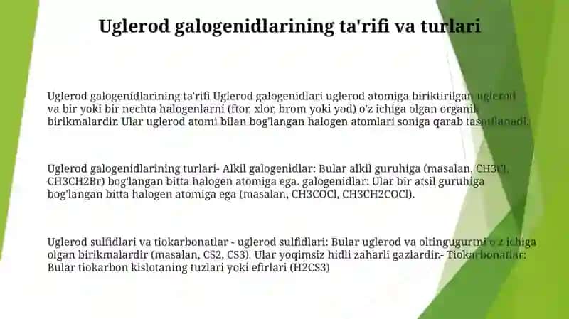 Uglerod Galogenidlari Freonlar.Uglerod Sulfidi. Tiokarbonatlar 2