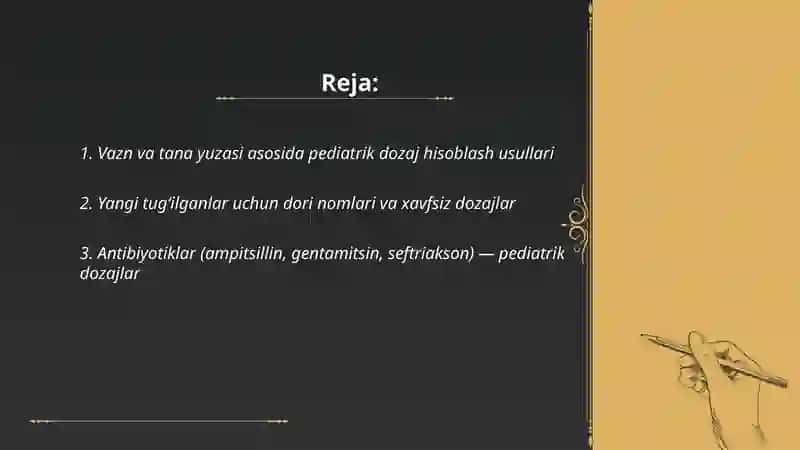 Pediatric Pharmacology: Medication Names and Dosing 2