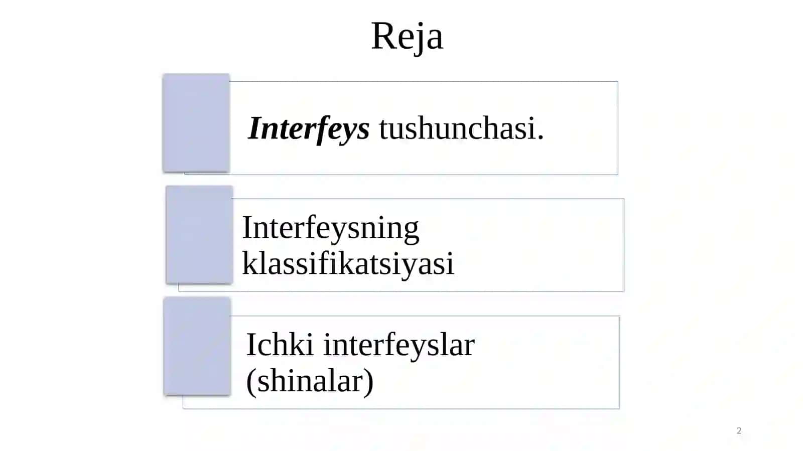 Tizim interfeyslari va shinalarni tashkil etilishi 2
