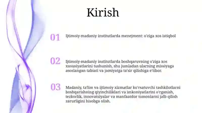 Ijtimoiy-Madaniy Soha Muassasalarida Menejmentning O'Ziga Xos Xususiyatlari 2