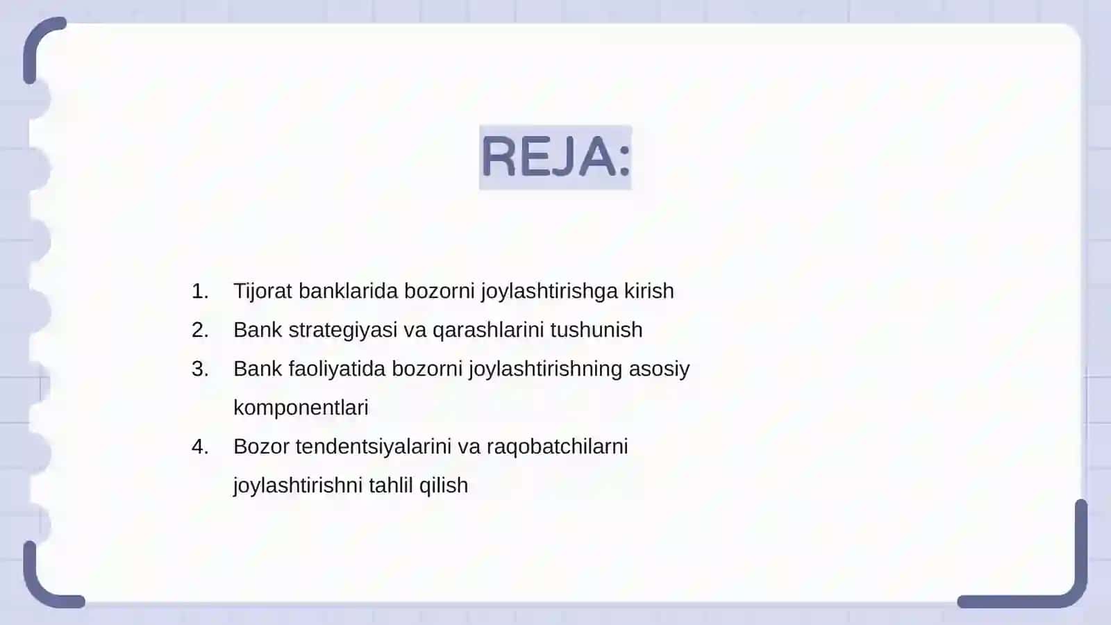 Tijorat bankni bozor pazisasi va uni bank strategiyasiga mos ravishda o'zgartirish yullari 2