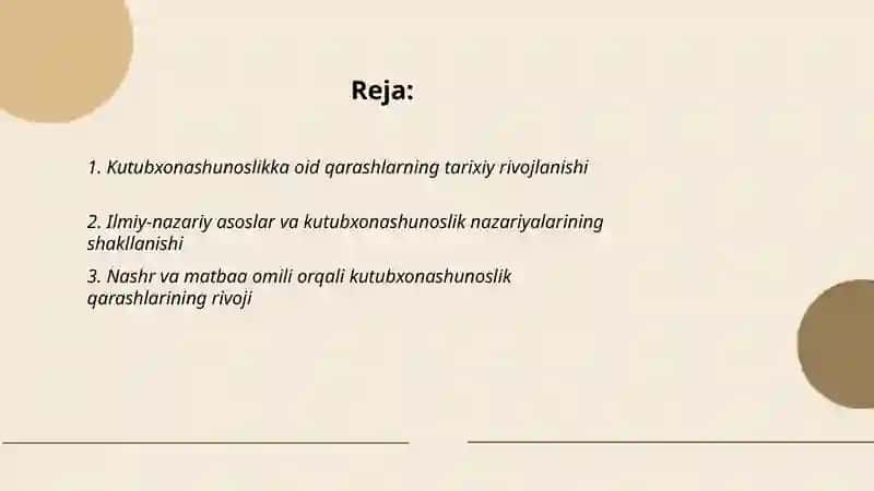 Kutubxonashunoslikka oid qarashlarning shakllanishi 2