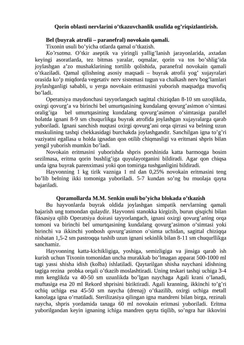 QORINNING ANATOMO-TOPOGRAFIK TUZILISHI, NERVLARNI OG’RIQSIZLANTIRISH 2