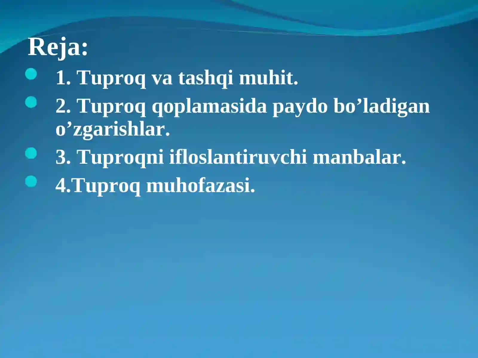 TUPROQNIIFLOSLANTIRUVCHIMANBALAR. TUPROQ MUHOFAZASI 2