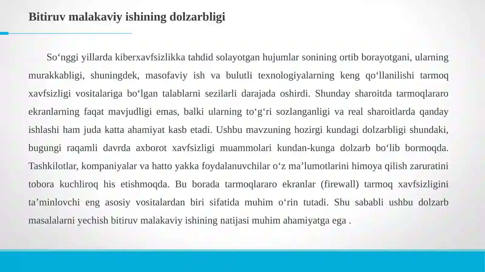 Tarmoqlararo ekranlarning samaradorligini baholash usullari 2