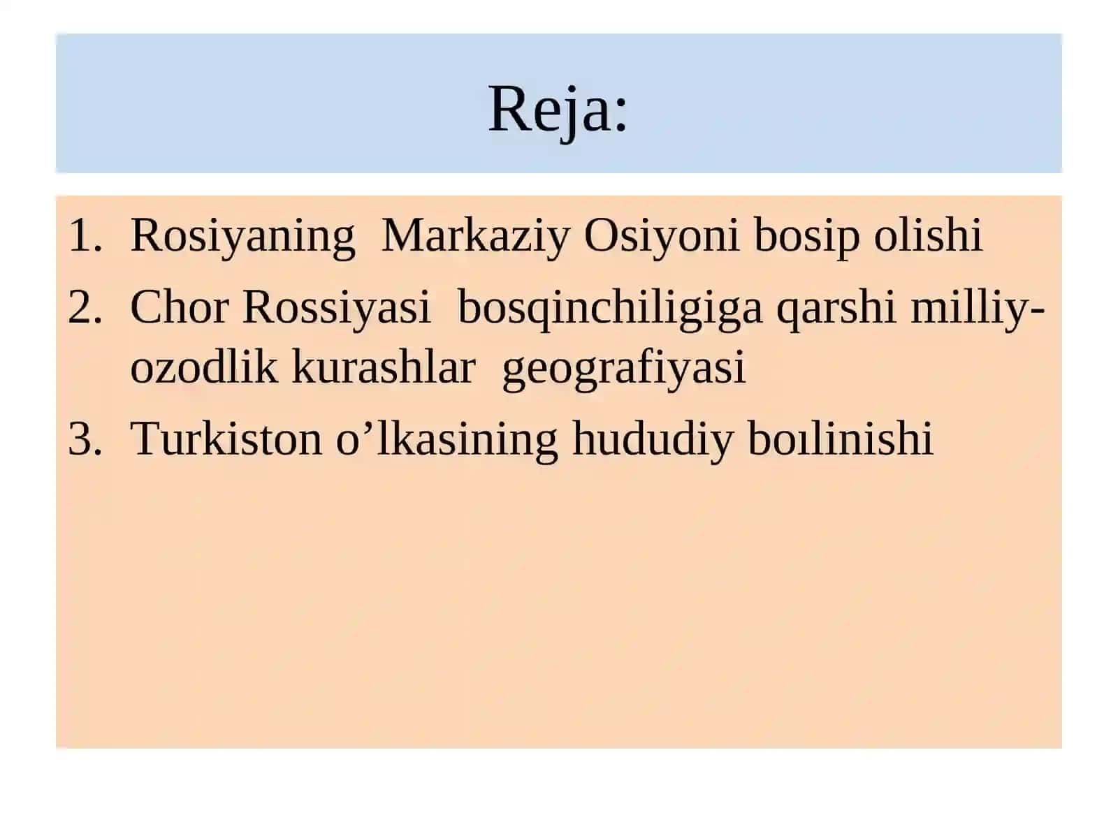 O’rta Osiyoning PotshoRossiyasiboshqarilishi davridagi tarixiy geografiyasi 2