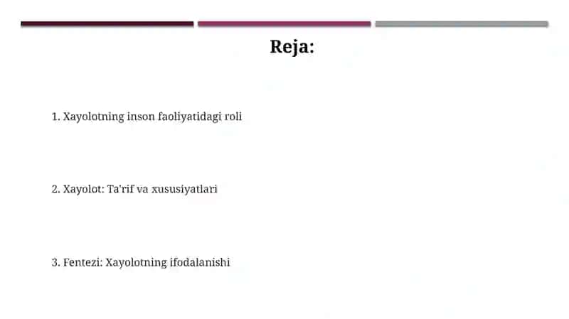 Xayolotning inson faoliyatidagi roli 2