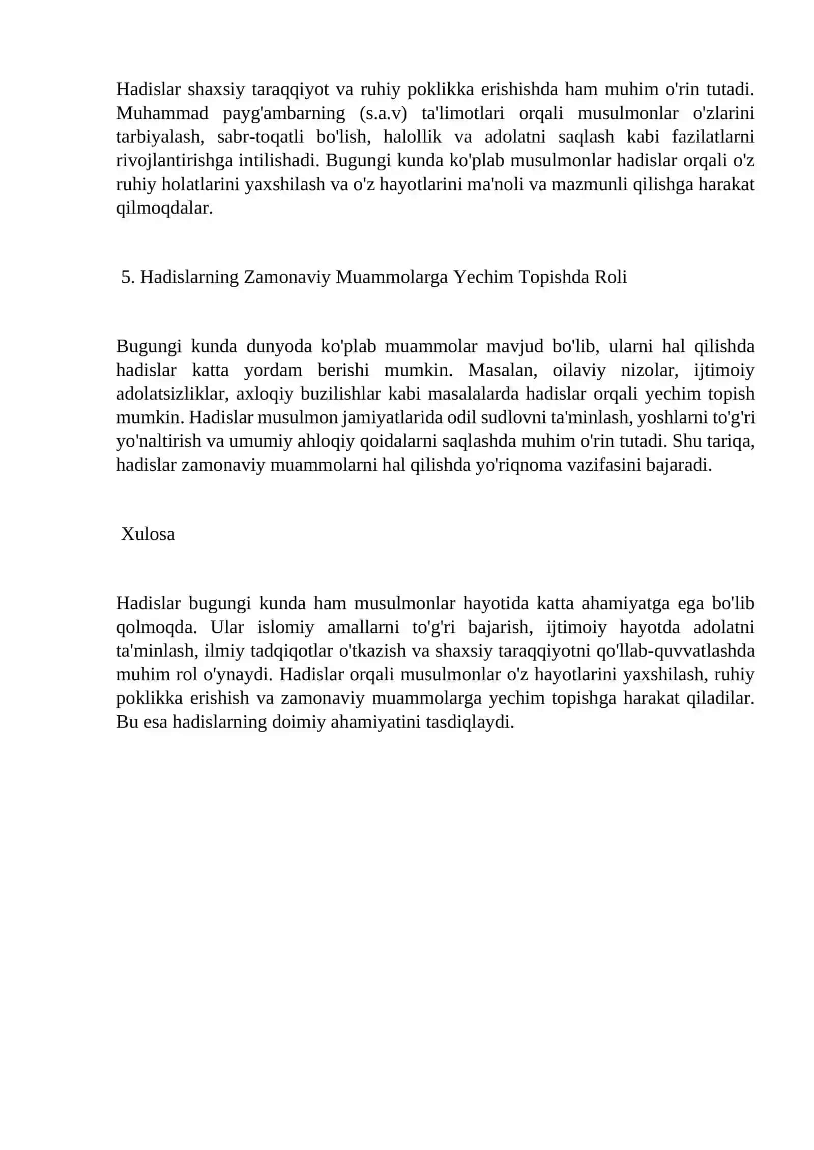 Hadislarning Islomiy Hayotdagi O'rni 2