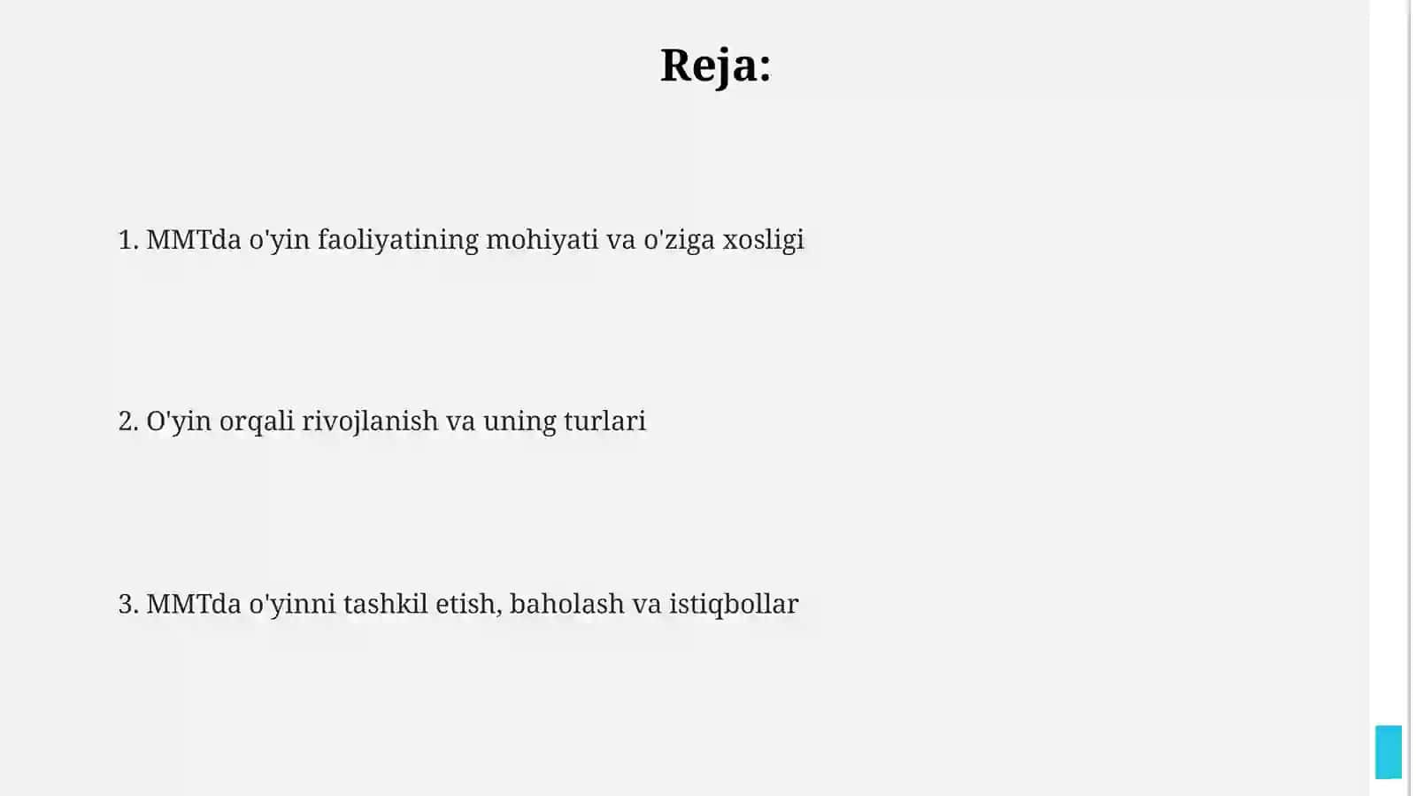 O'yin faoliyatining mohiyati va o'ziga xosligi 2