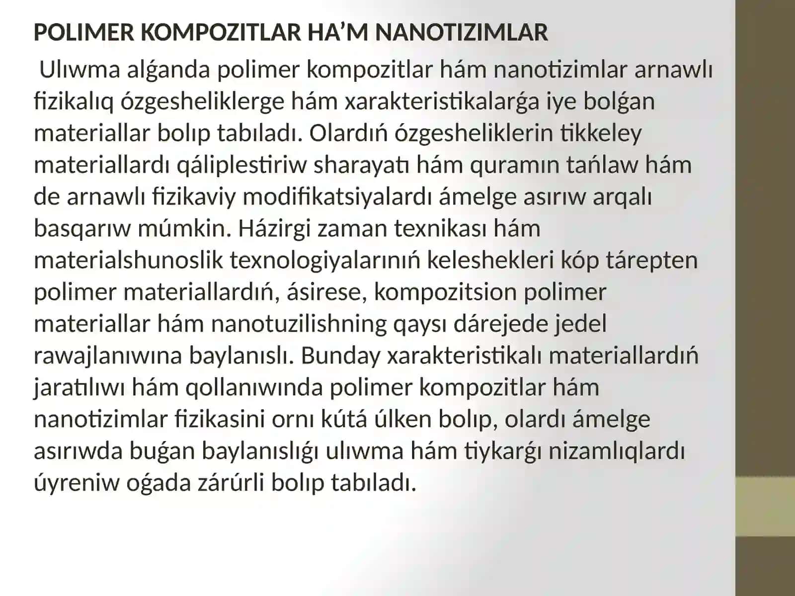 Polimer Kompozitlar ha’m Nanotizimlar 2