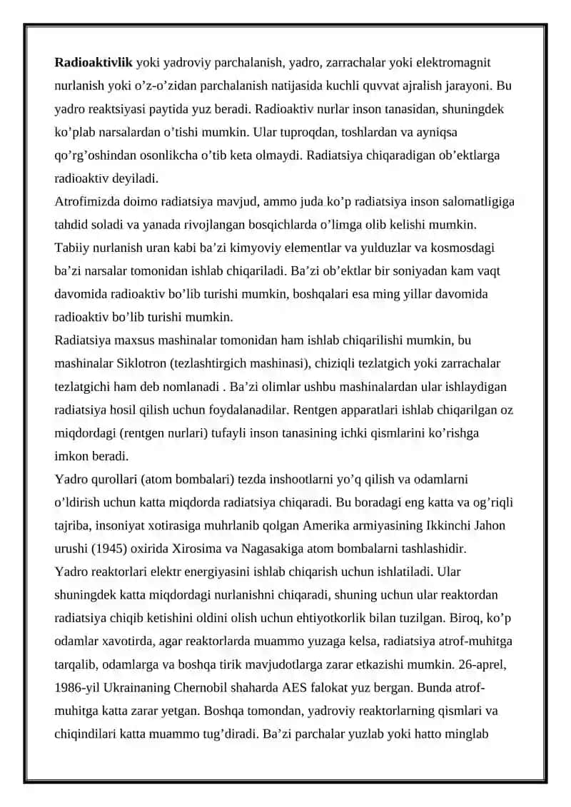 RADIOAKTIV NURLAR HAQIDA TUSHUNCHA 2
