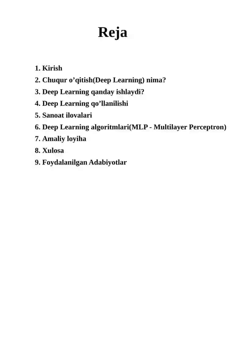 Chuqur o‘qitish. Chuqur oʻqitish algoritmlari. Koʻp qatlamli perseptron 2