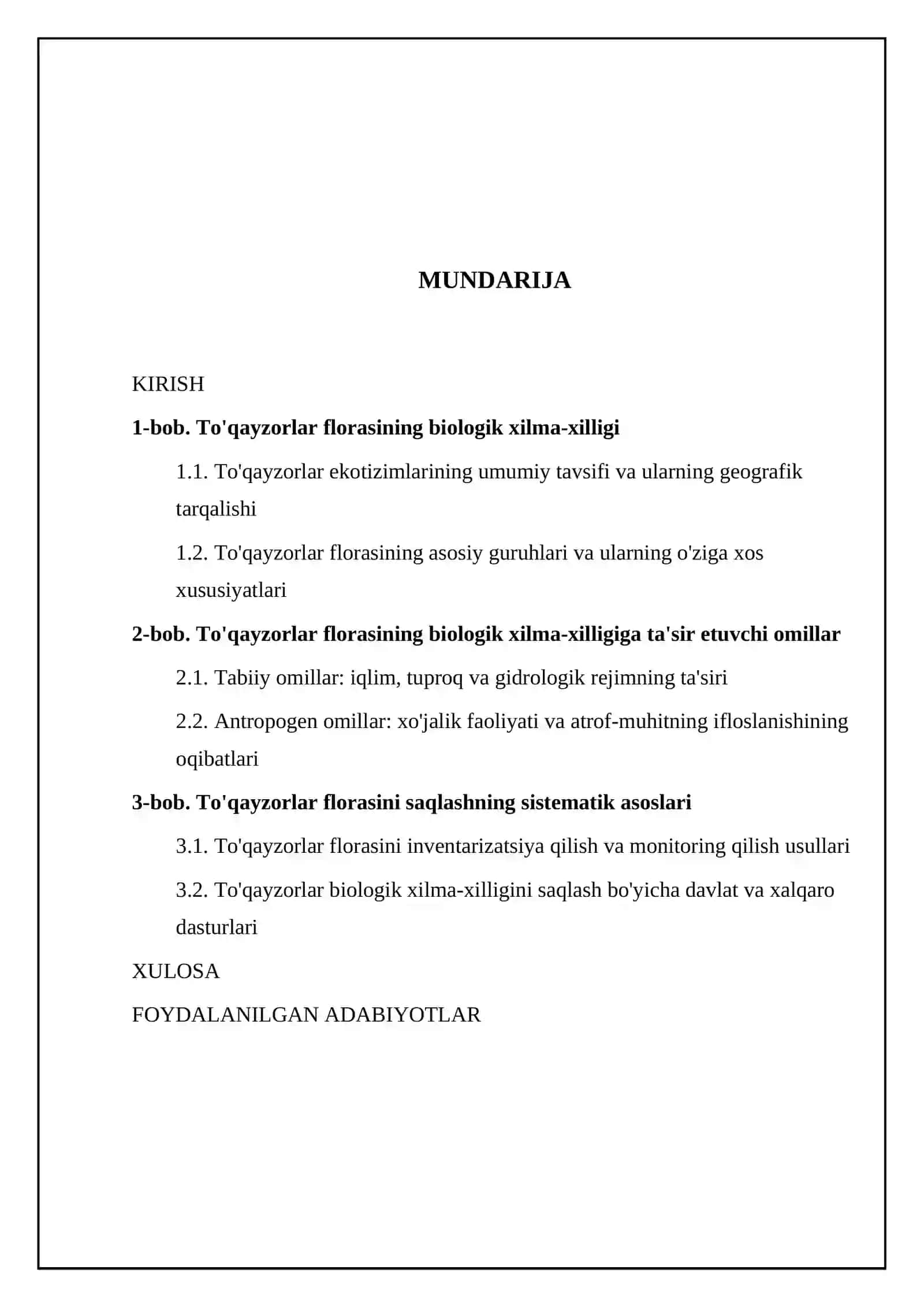 To’qayzorlar florasining biologik xilma-xilligi va uni saqlashning sistematik asoslari 2